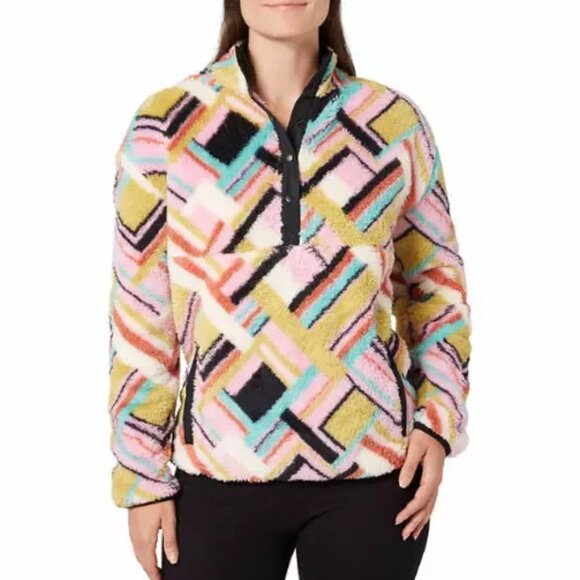 Hurley Women's Size XL Pink Pattern Soft Fleece Pullover Sweatshirt NWT - Picture 1 of 4